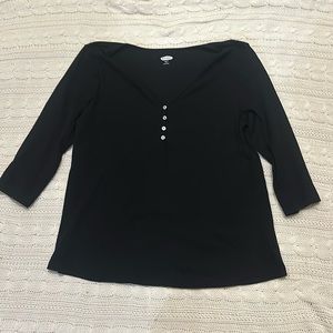 Black old navy ribbed 3/4 sleeve shirt size xl